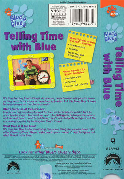 Image - TellingTimeBlueBackCover.jpg - Blue's Clues Wiki