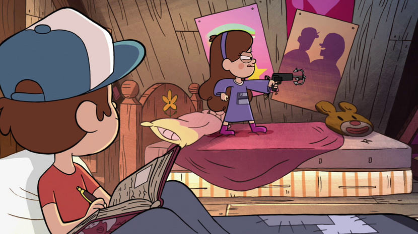 S1e1 mabel with grappling hook on bed.png